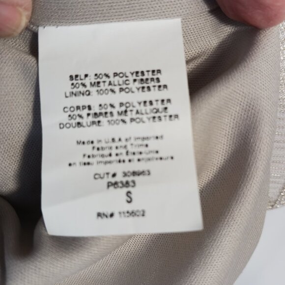 Lush Metallic Gold Romper, Flounce Sleeves, Tie Waist, Off the Shoulder, Size S - Picture 11 of 12